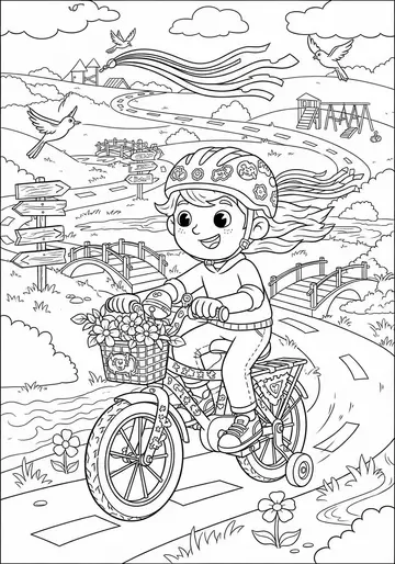 Bicycle Adventure Labubu Coloring Page