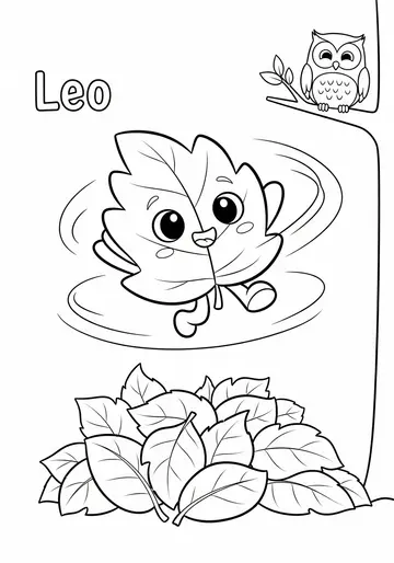 Brave Leo the Leaf's fall Adventure Coloring Pages