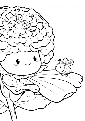 Buzzy Bee Meets Marigolds Coloring Pages