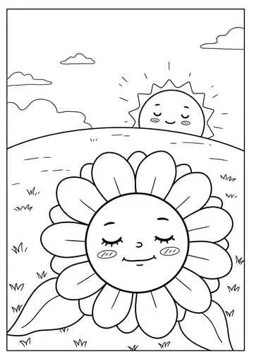 Sleepy Sunflower Fun Coloring Pages for 3-5