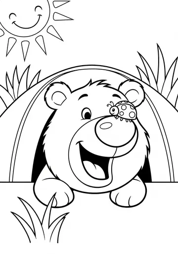 Spring Bear's Big Stretch Coloring Pages for Ages 3-5