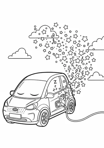 Dreamy Hyundai Electric Car Sparkle Energy Coloring Pages