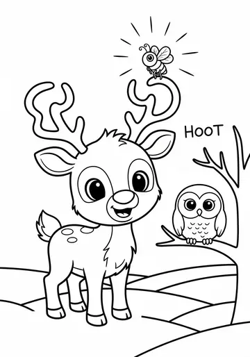 Ollie's Wobbly Antler Coloring Book Pages