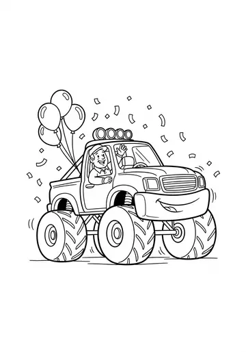 Monster Truck Parade Coloring Page