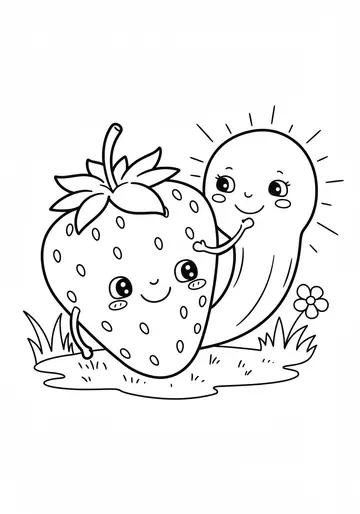 Sunny's July Strawberry Adventure Coloring Pages