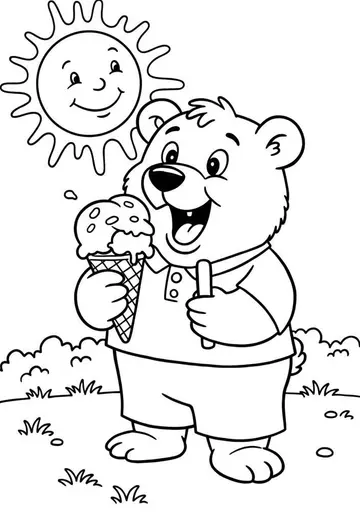 Summer Fun with Barnaby Bear's Ice Cream Coloring Pages