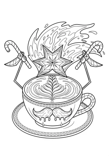 Ninja Star Latte Art Coffee Coloring Page Free Printable Design