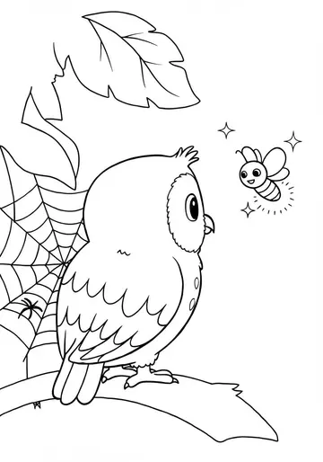 Funny Flying owl Coloring Pages for Preschool
