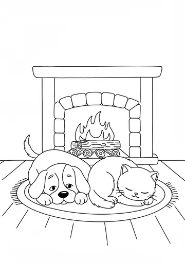 Firelight Friends Cat and Dog Coloring Pages