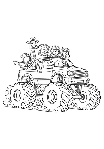 Monster Truck Safari Adventure Coloring Page