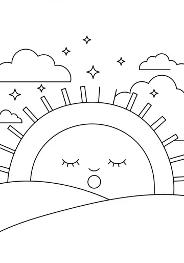 Nature's Goodnight simple Coloring Pages