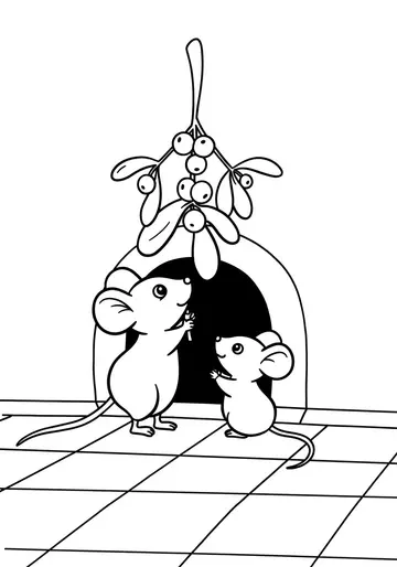 Mouse House Mistletoe Cute Coloring Pages