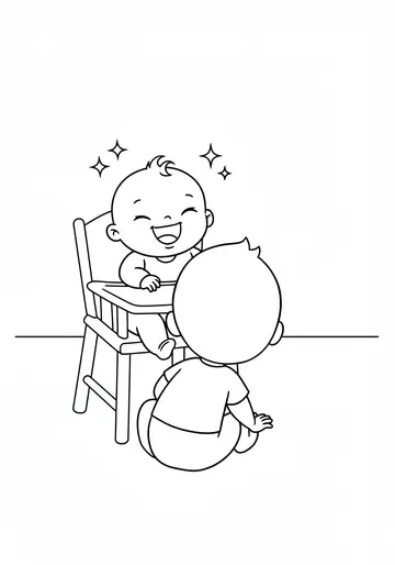 Joyful Sibling & toddler Laugh Coloring Pages