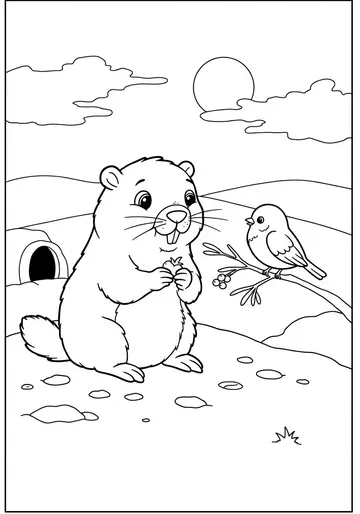 A Snack Adventure Groundhog Day Coloring Pages