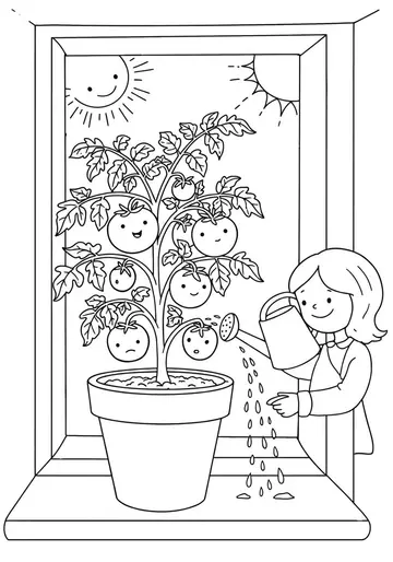 10. Thirsty Tomato Plant Coloring Pages