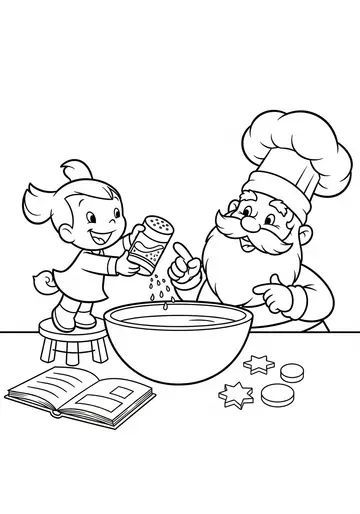 Baking Fun with Santa Coloring Pages