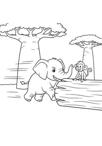 Brave Elephant Kai's Rescue Coloring Pages