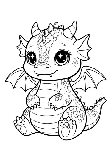 Baby Dragon Coloring Page - Free Printable Cute Dragon for Kids