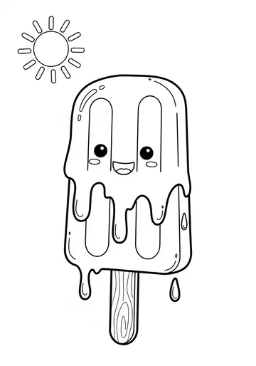 Melting Popsicle Summer Coloring Page