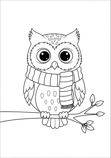 Owl with Scarf Coloring Page