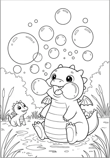 Sparky the toothless Dragon Breathes Bubbles Coloring Page