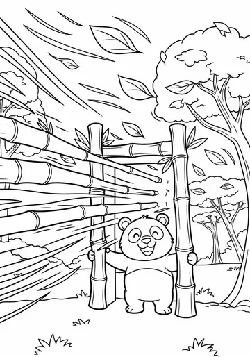Pipo Meets the Wind Panda Coloring Pages