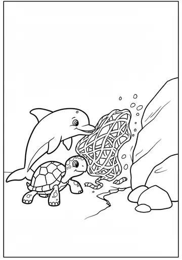 Teamwork & Helping Dolphin Coloring Pages