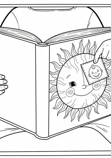 Baby Ava Discovers a Crinkly Book Cute Baby Coloring Pages