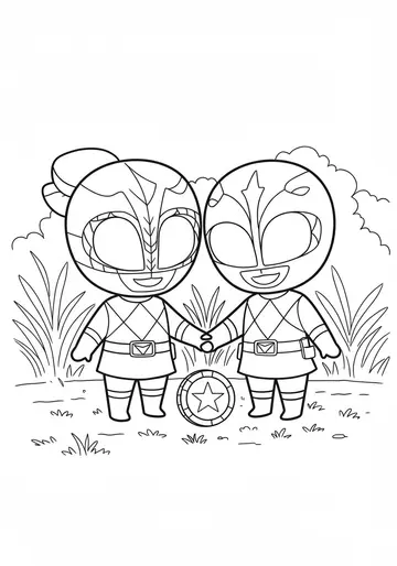 Power Rangers Friendship & Teamwork Coloring Pages