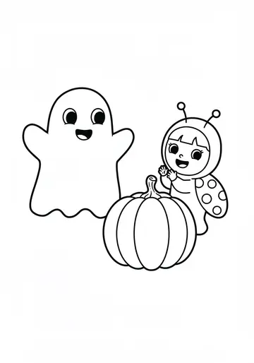 Friendly Ghost Halloween Coloring Pages for Toddlers