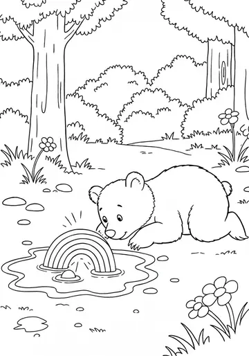 Barnaby Bear's Puddle Rainbow Adventure Coloring Pages