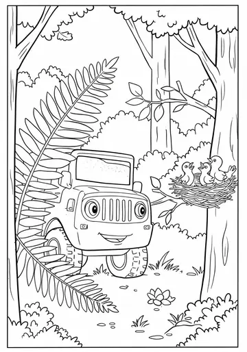 Scout the Jeep Discovers the Woods cars Coloring Pages