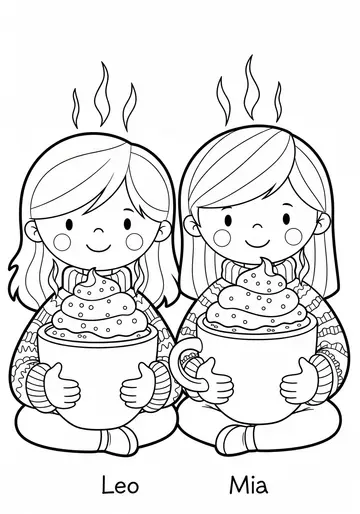 6.Cozy Christmas Stories Coloring Pages for Kids