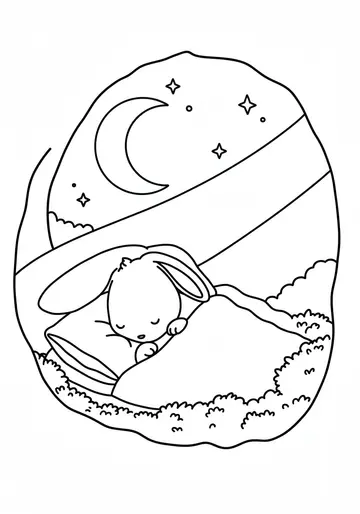 Bedtime Adventure Bunny Coloring Pages