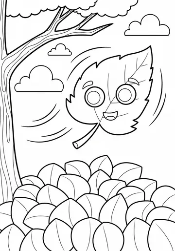 The Leaf's Big Jump autumn Adventure Coloring Pages