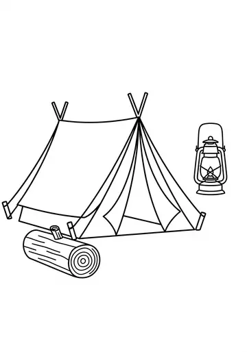 Simple Campsite Coloring Page for Kids