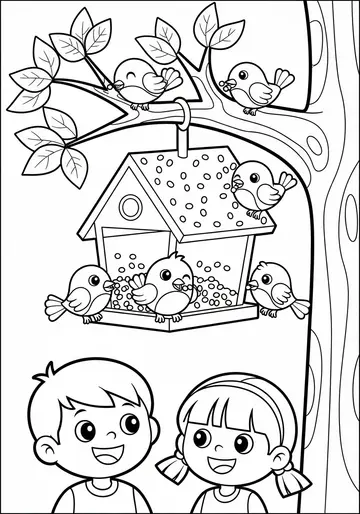 A Feast for the Birds Thanksgiving Coloring Pages