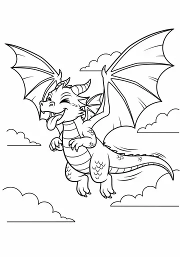 Flying Baby Dragon Coloring Page - Free Printable Dragon in Flight