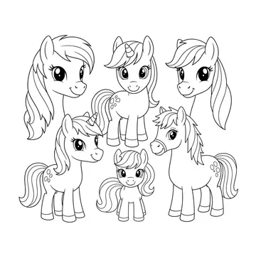 Cute Ponies Coloring Page