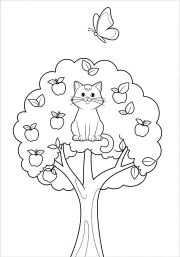Leo the cat Climbs a Tree Coloring Pages