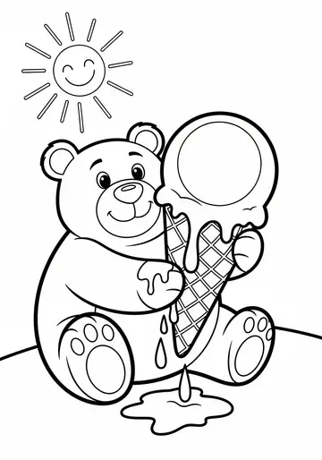 Summer Fun Barnaby Bear's Ice Cream Coloring Pages