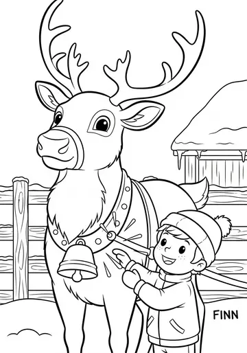 Magical Reindeer Bell Coloring Book Pages