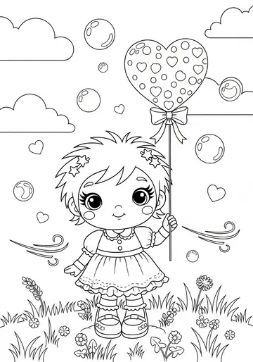 Balloon Dreams Labubu Coloring Page