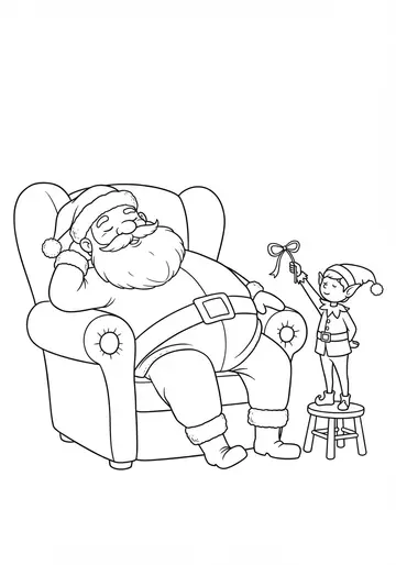 Waking Up Santa Claus Coloring Pages for Kids