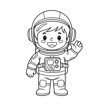 Free Waving Astronaut Coloring Page