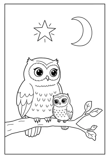 New Year's First Sparkle Owl Coloring Pages