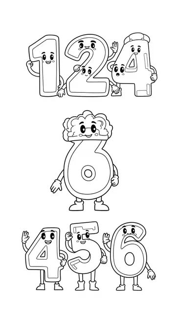 Fun Numbers with Arms Coloring Page for Kids!