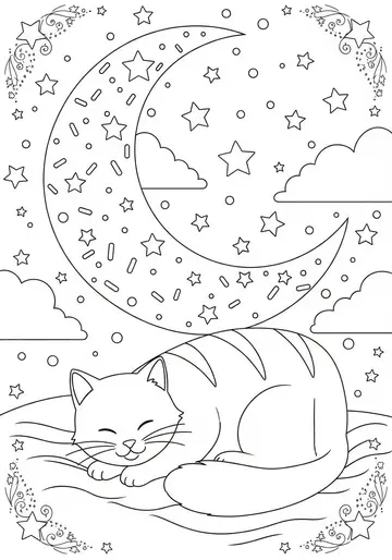 Dreamy Loaf Cat Coloring Pages for Ages 3-5