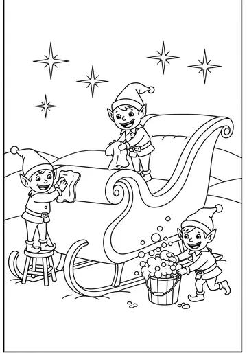 Fun Elf and Sleigh Coloring Pages for Kids