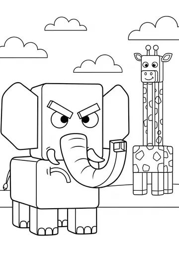 10 Animal blocky Coloring Pages Lily's Funny Zoo